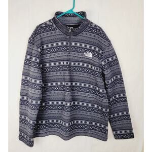 The North Face Tsillan grey fair isle quarter zip fleece sweater XXL Ski Cabin